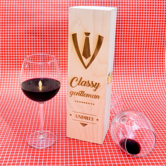 Cutie de vin personalizată -  Classy Gentleman