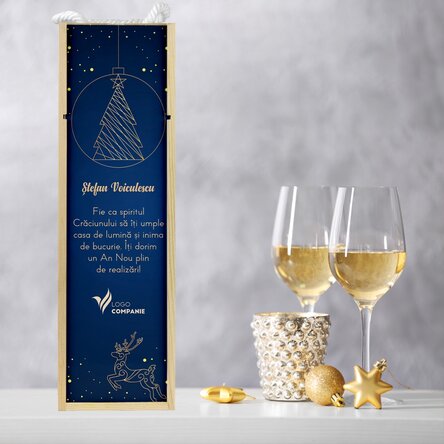 Cutie de vin personalizată cu logo și mesaj - Gold