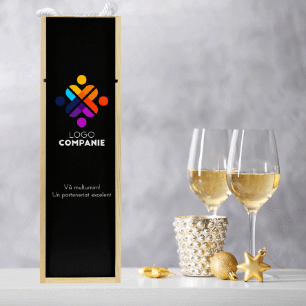 Cutie de vin personalizată cu logo și text