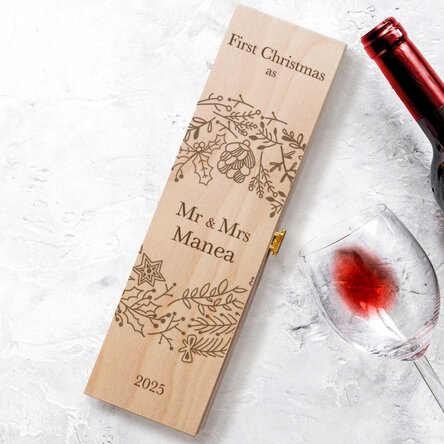 Cutie de vin personalizată cu mesaj - Mr & Mrs