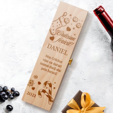 Cutie de vin personalizată cu mesaj pentru prieten / iubit- Crăciun fericit 