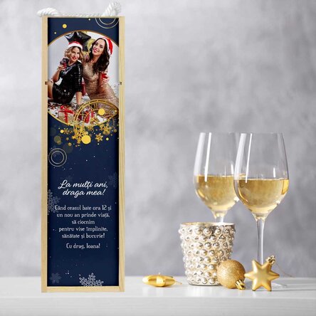 Cutie de vin personalizată cu poză și mesaj - Ora 12