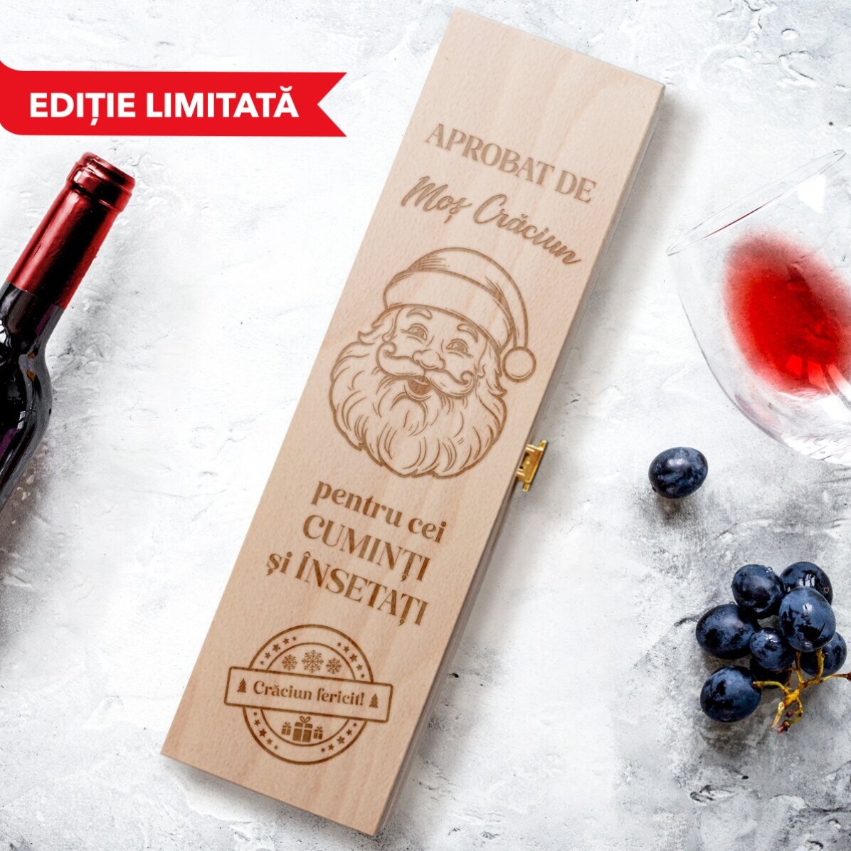 Cutie de vin cadou - Aprobat de Moș Crăciun