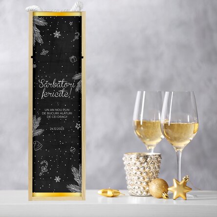 Cutie de vin personalizată cu text - Christmas Time