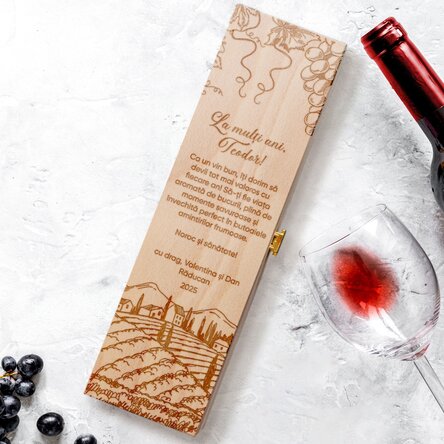 Cutie de vin personalizată cu text - Classic