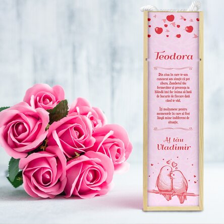 Cutie de vin personalizată cu text pentru cupluri - Iubire
