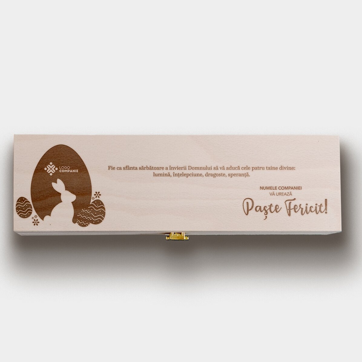 Cutie de vin personalizată cu text și logo - Easter bunny