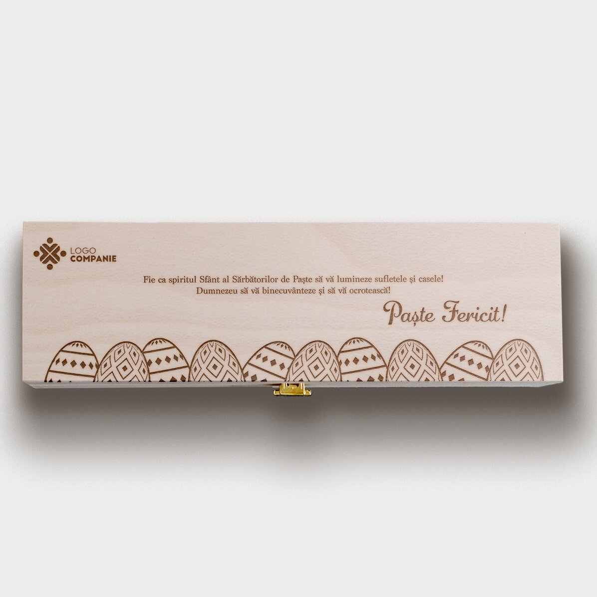Cutie de vin personalizată cu text și logo - Easter eggs