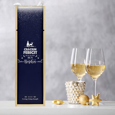 Cutie de vin personalizată cu text - Snowing night