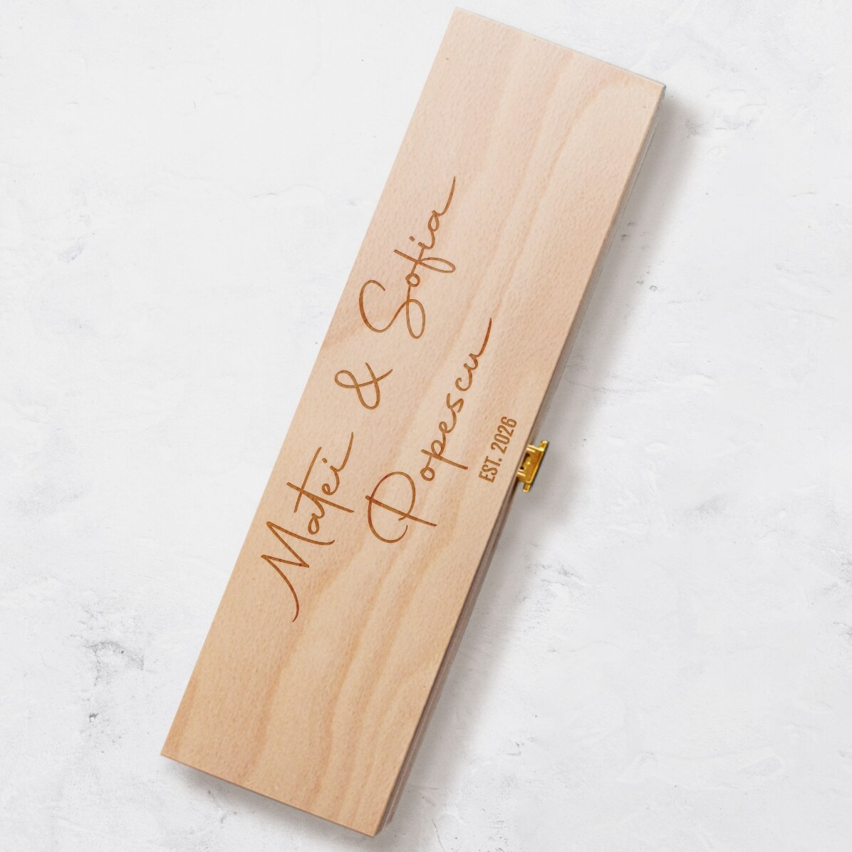Cutie de vin personalizată cu text
