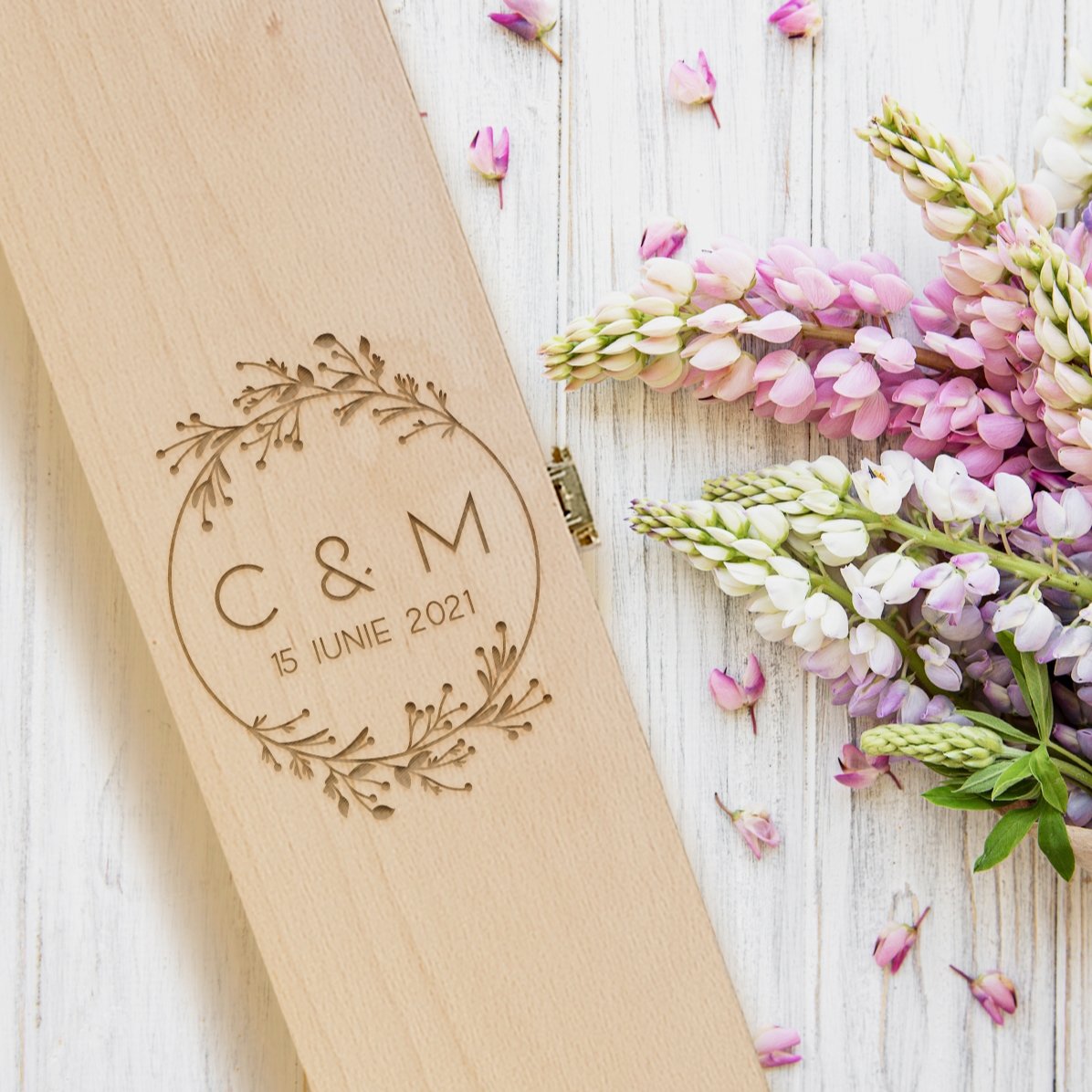 Cutie de vin personalizată - Cununie