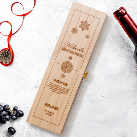 Cutie de vin personalizată - Fulg de Nea