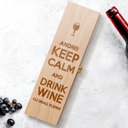 Cutie de vin personalizată - Keep calm