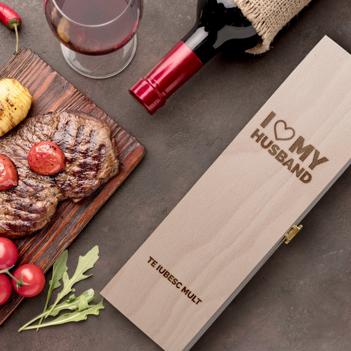 Cutie de vin personalizată - love my husband