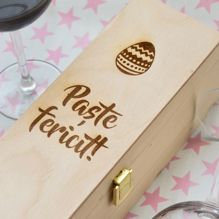 Cutie de vin personalizată - Paște fericit