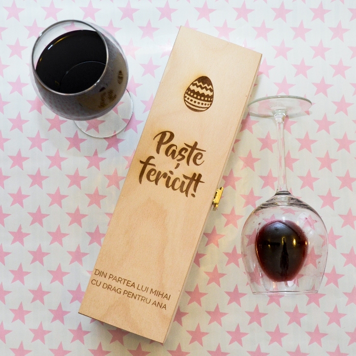 Cutie de vin personalizată - Paște fericit