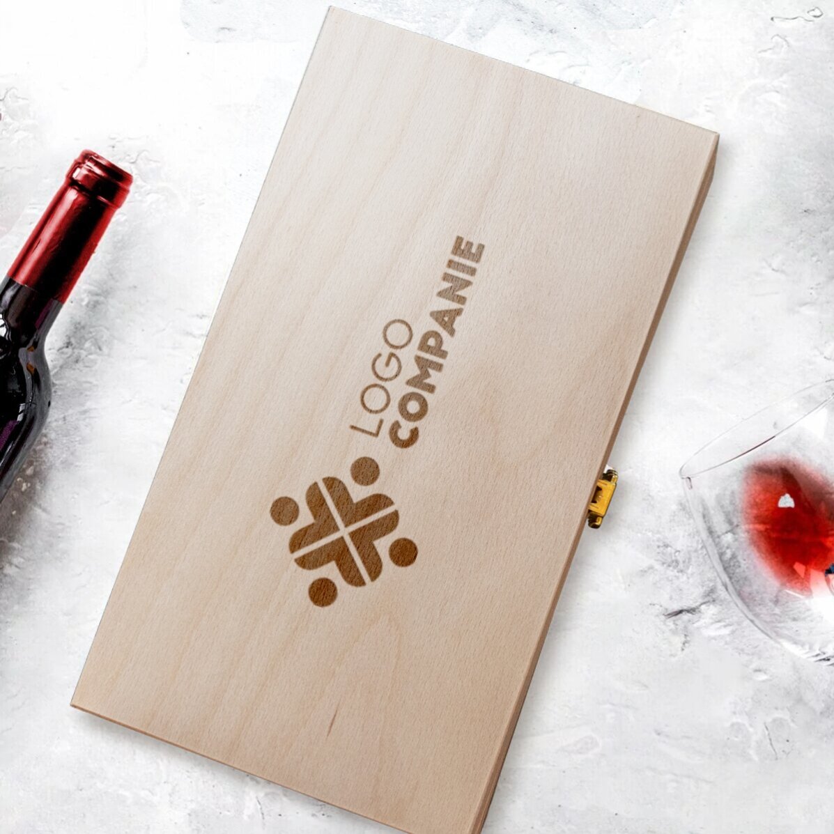 Cutie de vin personalizată pentru două sticle de vin cu logo
