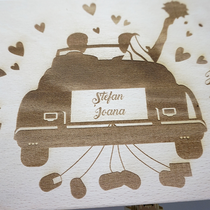 Cutie de vin personalizată pentru două sticle - Just Married 