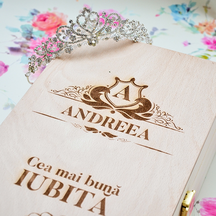 Cutie de vin personalizată pentru două sticle - model nume vintage