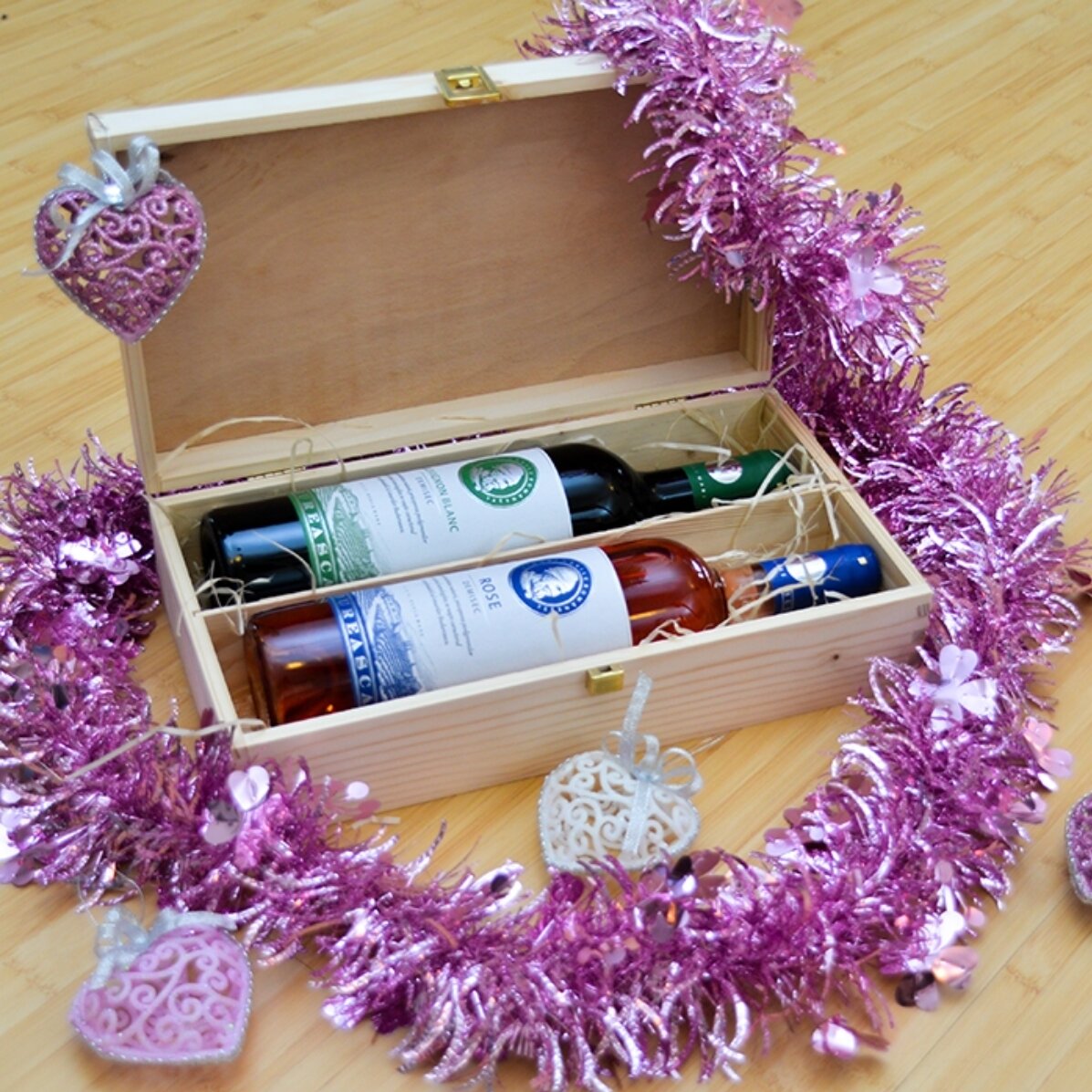 Cutie de vin personalizată pentru două sticle - Ornamente de Crăciun