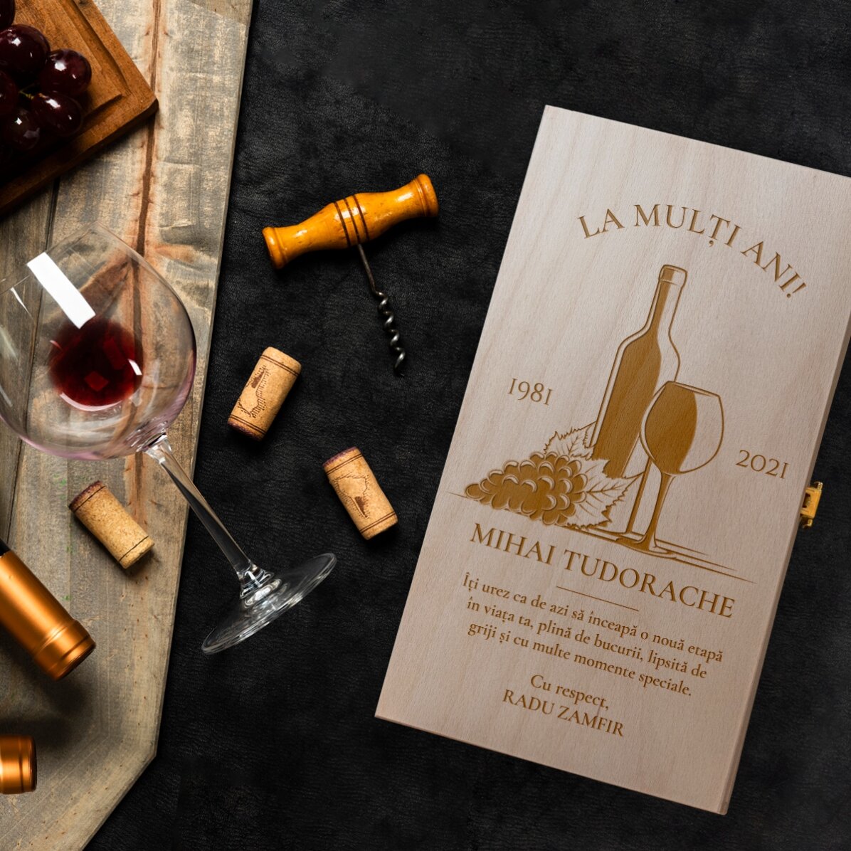 Cutie de vin personalizată pentru două sticle - Special Birthday