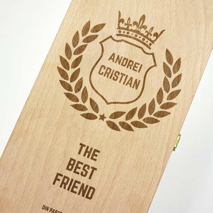 Cutie de vin personalizată pentru două sticle - The Best 