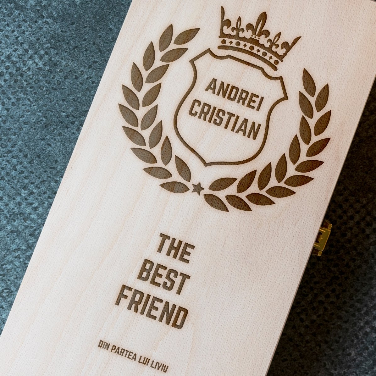 Cutie de vin personalizată pentru două sticle - The Best 