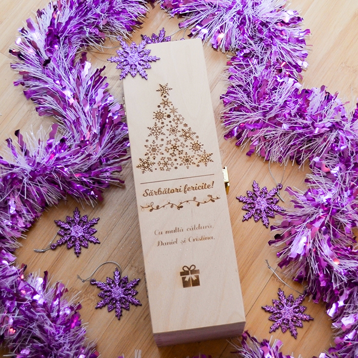 Cutie de vin personalizată - Sărbători fericite