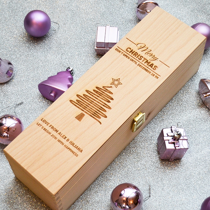 Cutie de vin personalizată - Star Christmas Tree