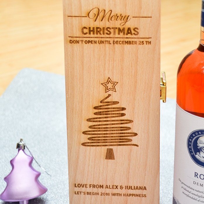 Cutie de vin personalizată - Star Christmas Tree