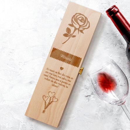 Cutie de vin personalizată - Trandafirul iubirii