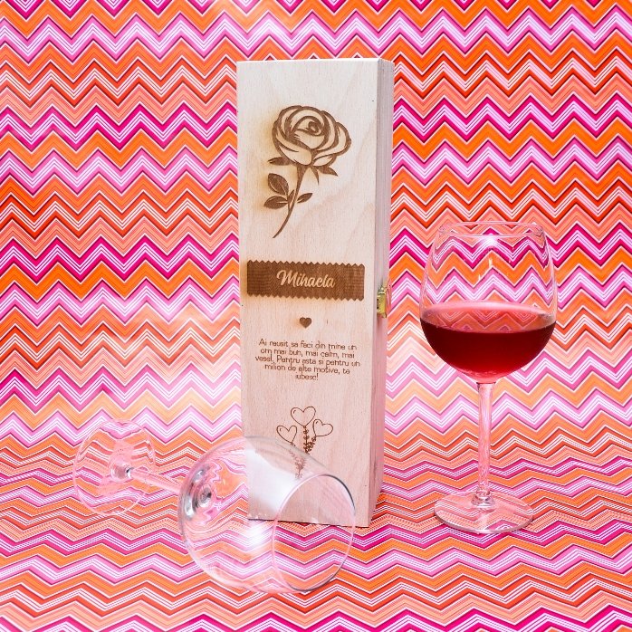 Cutie de vin personalizată - Trandafirul iubirii