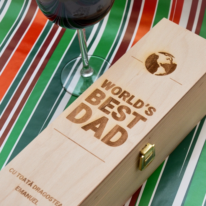 Cutie de vin personalizată - World