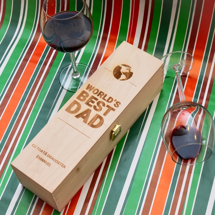 Cutie de vin personalizată - World