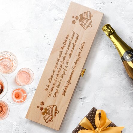 Cutie de vin spumant personalizată cu mesaj de Crăciun