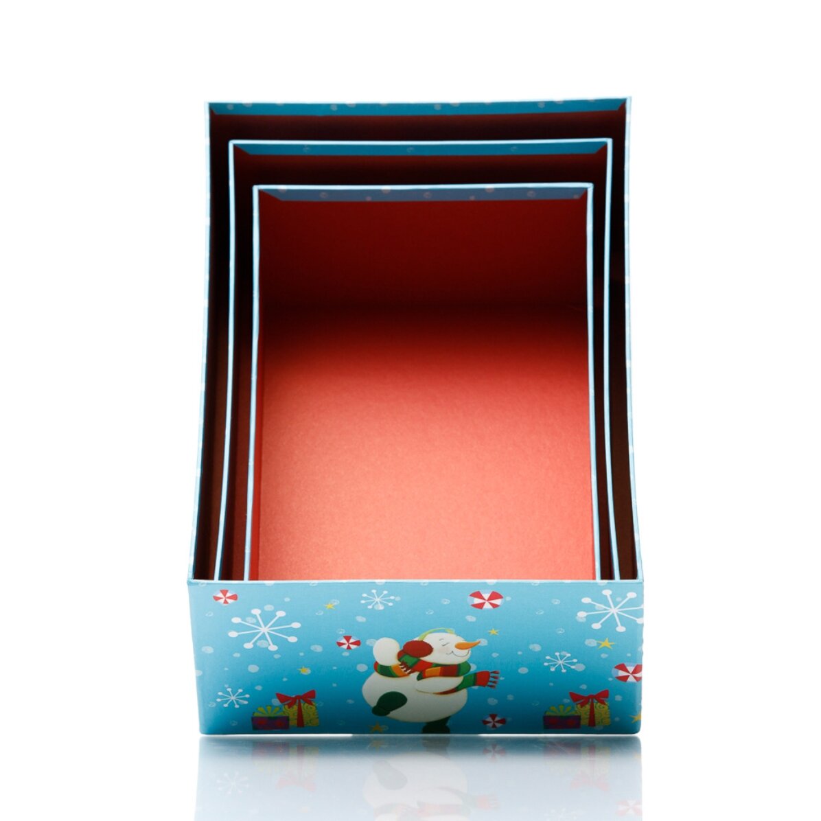 Cutie cadou albastră - model om de zăpadă