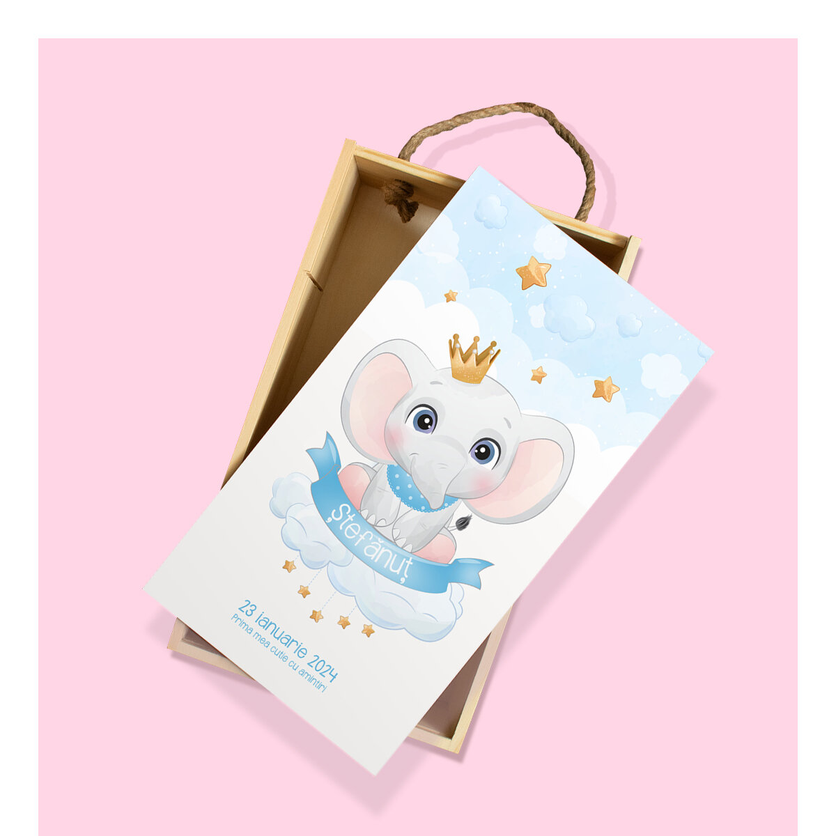 Cutii cadou din lemn pentru botez