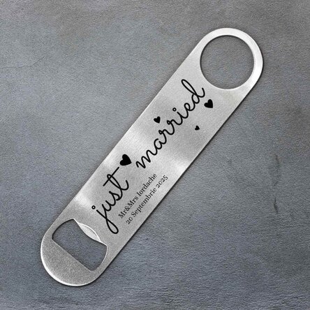 Desfăcător de bere personalizat cu mesaj - Just Married
