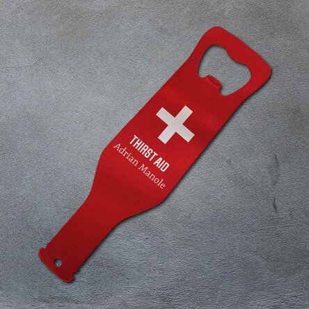 Desfăcător de bere personalizat cu mesaj - Thirst Aid