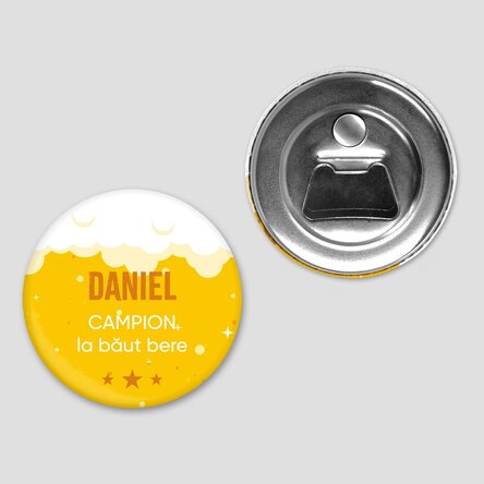 Desfăcător de sticle cu magnet personalizat cu text  - Campion