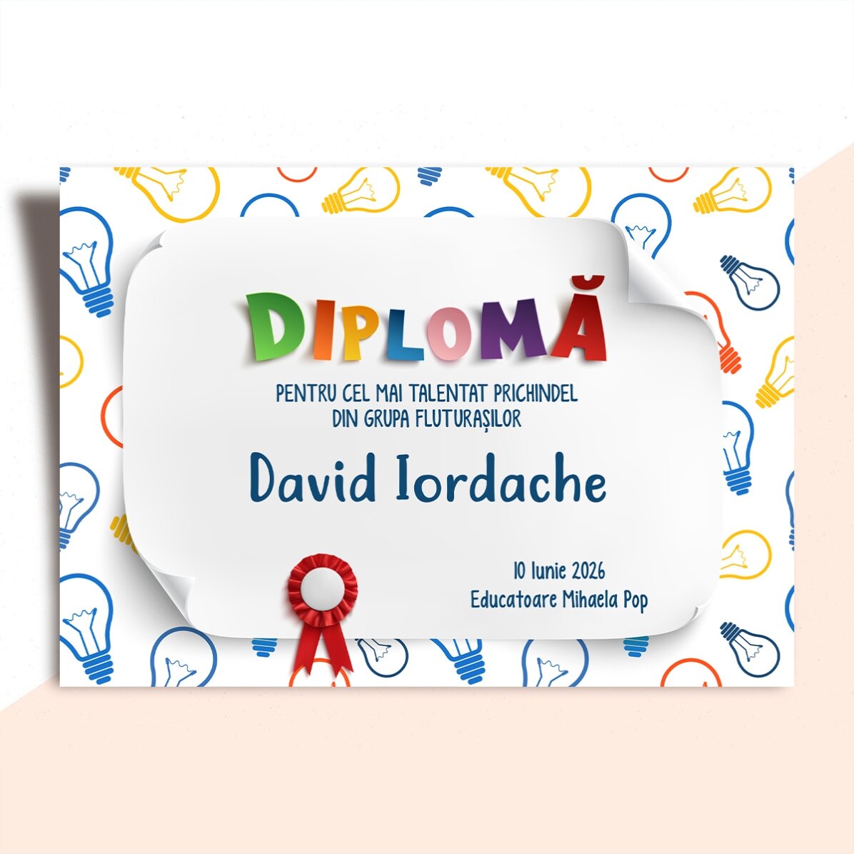 Diplomă personalizată cu text 