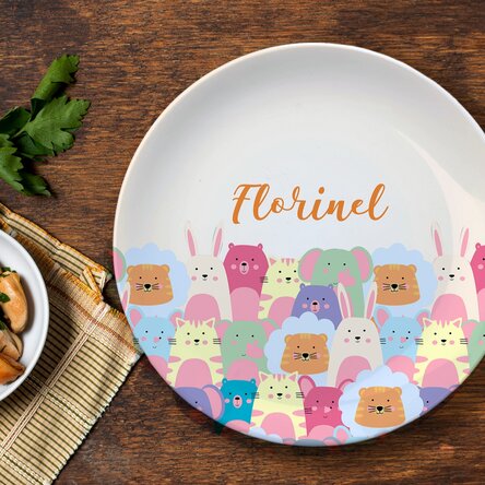 Farfurie personalizată cu text - Animăluțe