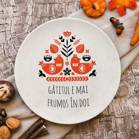 Farfurie personalizată cu text - Gătitul e mai...