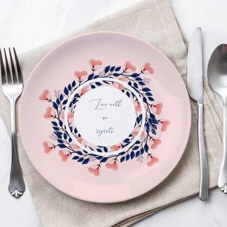 Farfurie personalizată cu text - live with no regrets