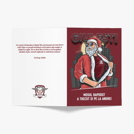 Felicitare FC Rapid personalizată cu mesaj - Moșul Rapidist