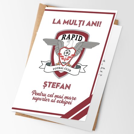 Felicitare FC Rapid personalizată cu mesaj