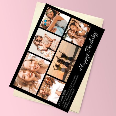 Felicitare magnetică personalizată cu 6 poze și fundal colorat