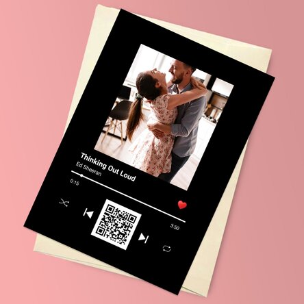 Felicitare magnetică personalizată cu o poză, text și cod QR - Melodia noastră