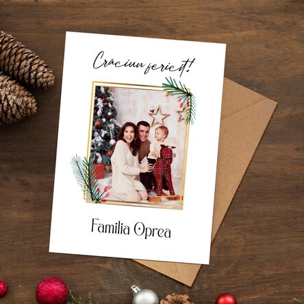Felicitare magnetică personalizată cu poză și text - Crăciun fericit