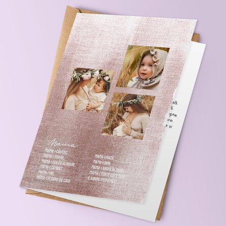 Felicitare personalizată cu 3 poze și text - Tandră ființă